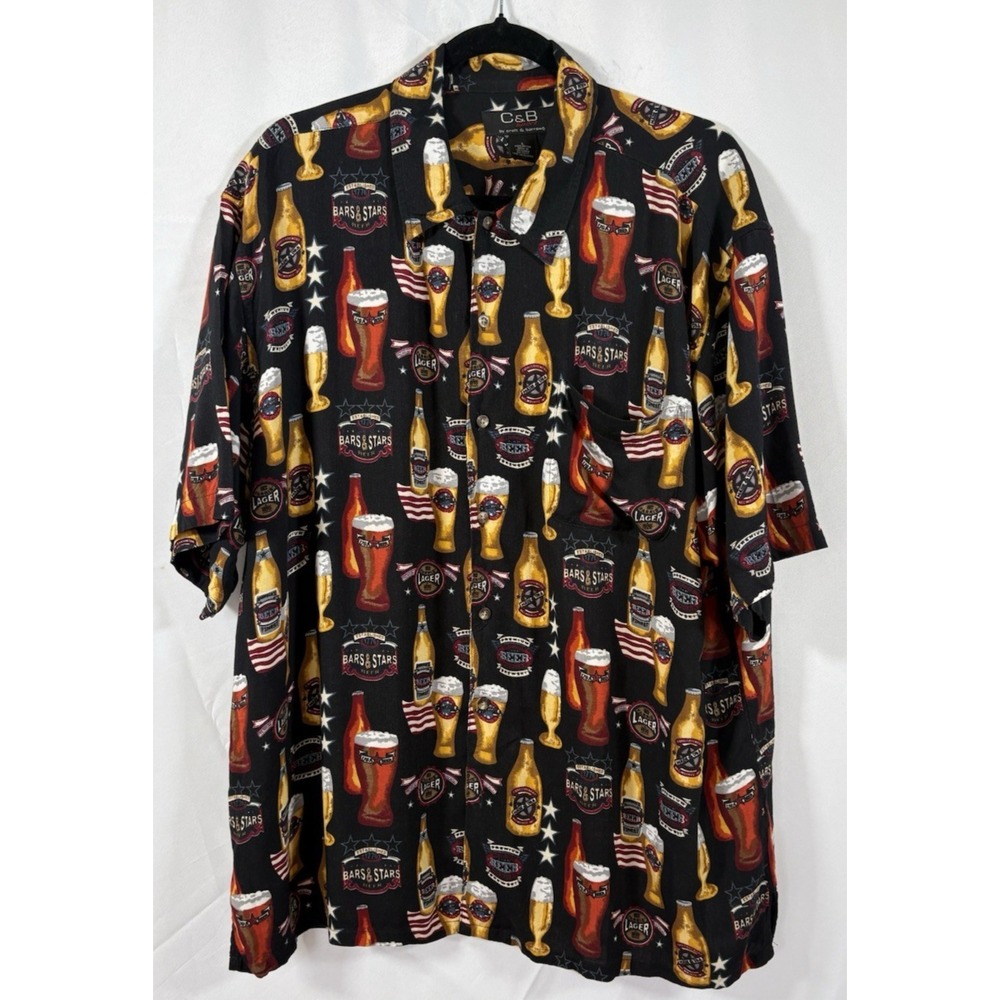 Croft & Barrow shirt size L beerโ theme glasses bottles short sleeves